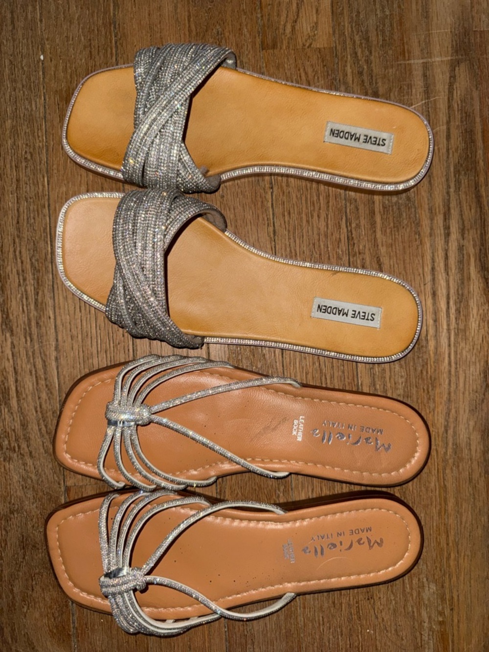 Steve Madden Silver Braided and Strappy Slide Sandals - Women's